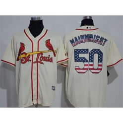 MLB St.Louis Cardinals 50 Adam Wainwright Cream USA Flag Fashion Baseball Men Jersey