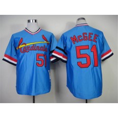 MLB St.Louis Cardinals 51 Willie McGee 1982 Light Blue Throwback Men Jersey