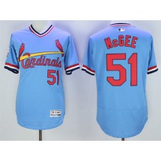 MLB St.Louis Cardinals 51 Willie McGee Light Blue Pullover 2016 Flexbase Majestic Baseball Men Jersey