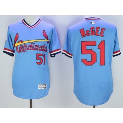 MLB St.Louis Cardinals 51 Willie McGee Light Blue Pullover 2016 Flexbase Majestic Baseball Men Jersey