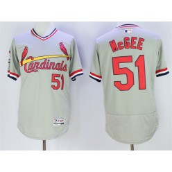 MLB St.Louis Cardinals 51 Willie McGee Retired Gray Pullover 2016 Flexbase Majestic Baseball Men Jersey