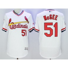 MLB St.Louis Cardinals 51 Willie McGee Retired White Pullover 2016 Flexbase Majestic Baseball Men Jersey