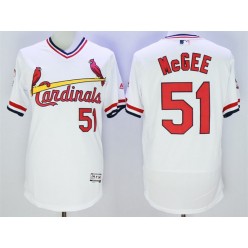 MLB St.Louis Cardinals 51 Willie McGee Retired White Pullover 2016 Flexbase Majestic Baseball Men Jersey