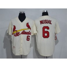 MLB St.Louis Cardinals 6 Stan Musial Cream Stitched 1963 Cooperstown Collection by Mitchell And Ness Men Jersey