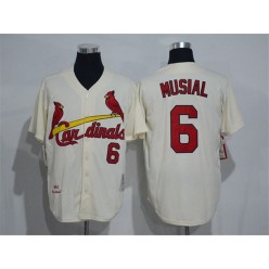 MLB St.Louis Cardinals 6 Stan Musial Cream Stitched 1963 Cooperstown Collection by Mitchell And Ness Men Jersey