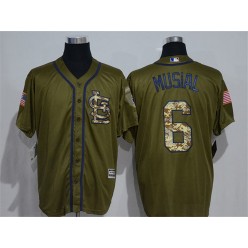 MLB St.Louis Cardinals 6 Stan Musial Green Salute to Service Men Jersey