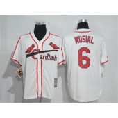 MLB St.Louis Cardinals 6 Stan Musial White Throwback Mitchell And Ness Stitched Men Jersey