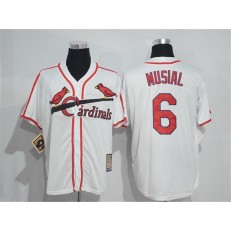 MLB St.Louis Cardinals 6 Stan Musial White Throwback Mitchell And Ness Stitched Men Jersey
