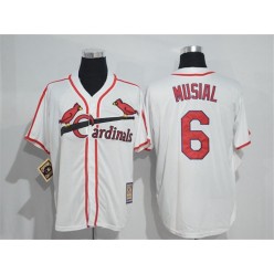 MLB St.Louis Cardinals 6 Stan Musial White Throwback Mitchell And Ness Stitched Men Jersey