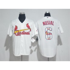 MLB St.Louis Cardinals 6 White With Team Logo Print Cool Base Men Jersey