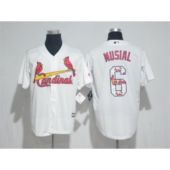 MLB St.Louis Cardinals 6 White With Team Logo Print Cool Base Men Jersey