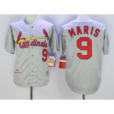 MLB St.Louis Cardinals 9 Roger Maris 1967 Gray Wool Mitchell And Ness Throwback Men Jersey