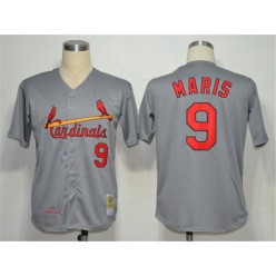 MLB St.Louis Cardinals 9 Roger Maris 1967 Gray Wool Throwback Men Jersey