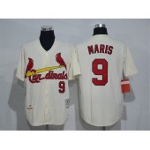 MLB St.Louis Cardinals 9 Roger Maris Cream Stitched 1967 Cooperstown Collection Mitchell And Ness Men Jersey