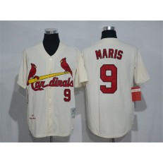 MLB St.Louis Cardinals 9 Roger Maris Cream Stitched 1967 Cooperstown Collection Mitchell And Ness Men Jersey