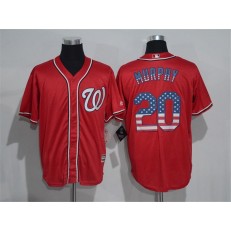 MLB Washington Nationals 20 Daniel Murphy Red USA Flag Fashion Stitched Men Jersey