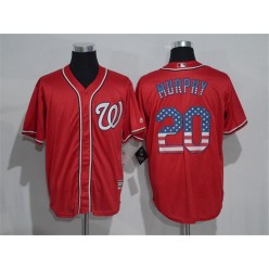 MLB Washington Nationals 20 Daniel Murphy Red USA Flag Fashion Stitched Men Jersey