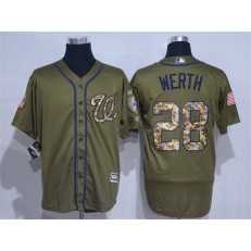 MLB Washington Nationals 28 Jayson Werth Green Salute to Service Cool Base Baseball Men Jersey