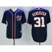MLB Washington Nationals 31 Max Scherzer Navy Blue Cool Base Stitched Men Jersey