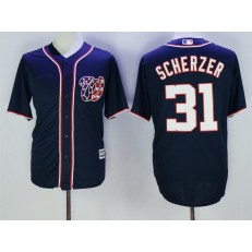 MLB Washington Nationals 31 Max Scherzer Navy Blue Cool Base Stitched Men Jersey