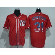 MLB Washington Nationals 31 Max Scherzer Red USA Flag Fashion Stitched Men Jersey