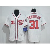 MLB Washington Nationals 31 Max Scherzer White Home Stitched 2016 Majestic Flex Base Men Jersey