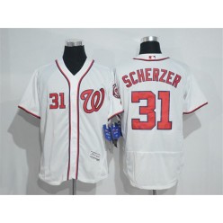 MLB Washington Nationals 31 Max Scherzer White Home Stitched 2016 Majestic Flex Base Men Jersey