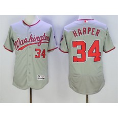 MLB Washington Nationals 34 Bryce Harper Gray 2016 Flexbase Majestic Baseball Men Jersey