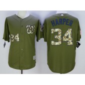 MLB Washington Nationals 34 Bryce Harper Green Camo 2016 Cool Base Men Jersey