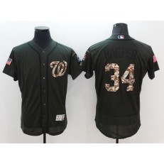 MLB Washington Nationals 34 Bryce Harper Green Salute to Service 2016 Flexbase Majestic Baseball Men Jersey