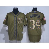 MLB Washington Nationals 34 Bryce Harper Green Salute to Service Cool Base Baseball Men Jersey