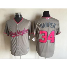 MLB Washington Nationals 34 Bryce Harper Grey New Cool Base Mother's Day Stitched Men Jersey