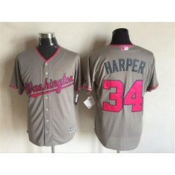 MLB Washington Nationals 34 Bryce Harper Grey New Cool Base Mother's Day Stitched Men Jersey