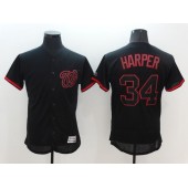 MLB Washington Nationals 34 Bryce Harper Lights Out Black Fashion 2016 Flexbase Majestic Baseball Men Jersey