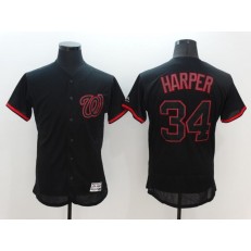 MLB Washington Nationals 34 Bryce Harper Lights Out Black Fashion 2016 Flexbase Majestic Baseball Men Jersey