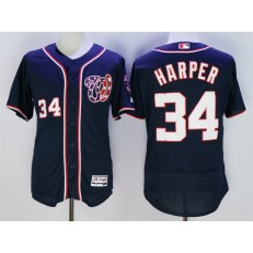 MLB Washington Nationals 34 Bryce Harper Navy Blue 2016 Flexbase Majestic Baseball Men Jersey
