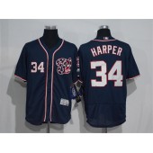 MLB Washington Nationals 34 Bryce Harper Navy Blue New Flexbase Majestic Baseball Men Jersey