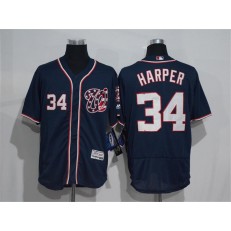 MLB Washington Nationals 34 Bryce Harper Navy Blue New Flexbase Majestic Baseball Men Jersey