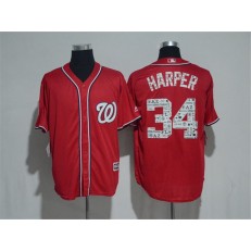 MLB Washington Nationals 34 Bryce Harper Red 2017 Spring Training Cool Base Stitched Men Jersey