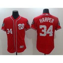 MLB Washington Nationals 34 Bryce Harper Red 2017 Spring Training Flexbase Authentic Collection Stitched Baseball Men Jersey
