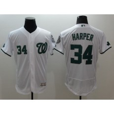 MLB Washington Nationals 34 Bryce Harper St. Patricks Day Celtic White Flexbase 2016 Player Men Jersey