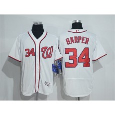 MLB Washington Nationals 34 Bryce Harper White Home Stitched 2016 Majestic Flex Base Men Jersey