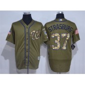 MLB Washington Nationals 37 Stephen Strasburg Green Salute to Service Cool Base Baseball Men Jersey
