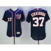 MLB Washington Nationals 37 Stephen Strasburg Navy Blue 2016 Flexbase Majestic Baseball Men Jersey