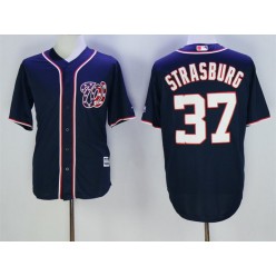 MLB Washington Nationals 37 Stephen Strasburg Navy Blue Cool Base Stitched Men Jersey