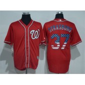 MLB Washington Nationals 37 Stephen Strasburg Red USA Flag Fashion Stitched Men Jersey