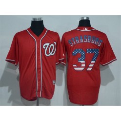 MLB Washington Nationals 37 Stephen Strasburg Red USA Flag Fashion Stitched Men Jersey