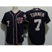 MLB Washington Nationals 7 Trea Turner Navy Blue Cool Base Stitched Men Jersey