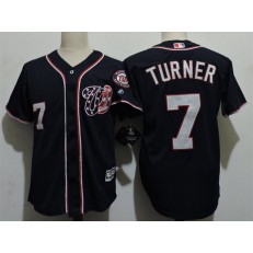 MLB Washington Nationals 7 Trea Turner Navy Blue Cool Base Stitched Men Jersey