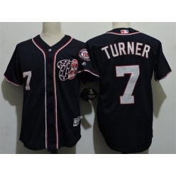MLB Washington Nationals 7 Trea Turner Navy Blue Cool Base Stitched Men Jersey